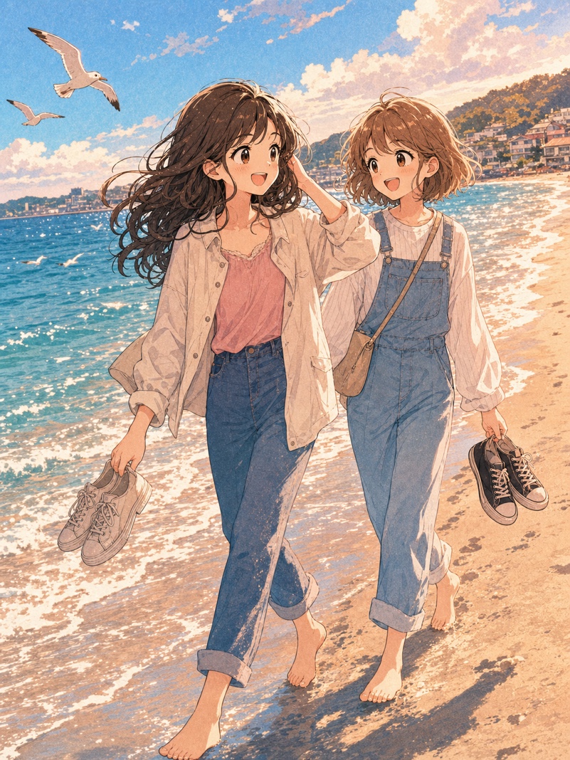 海边散步漫画记忆示例